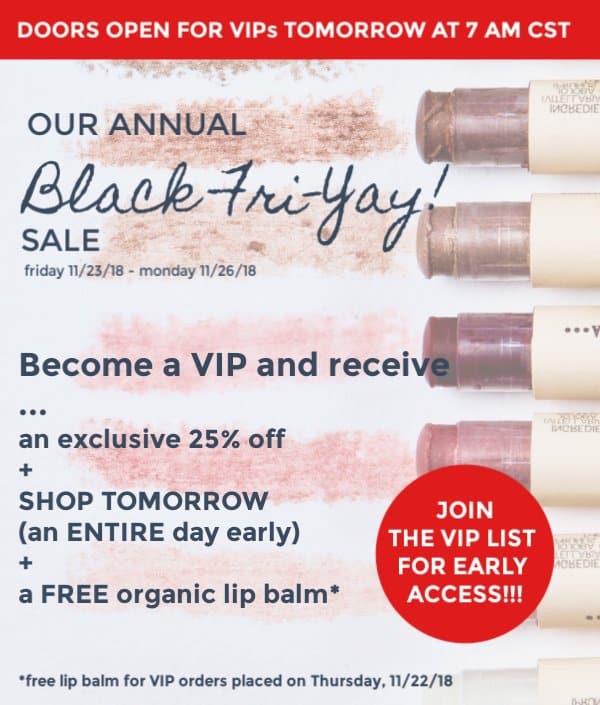Email campaign for free lip balm with Black Friday purchase.