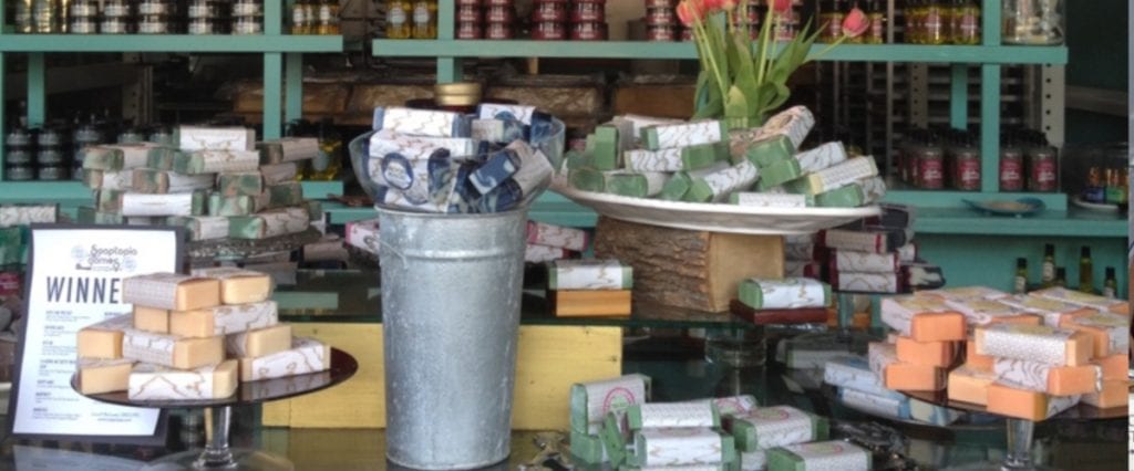 Local boutique selling soap and other handmade skin care items like lip balm.