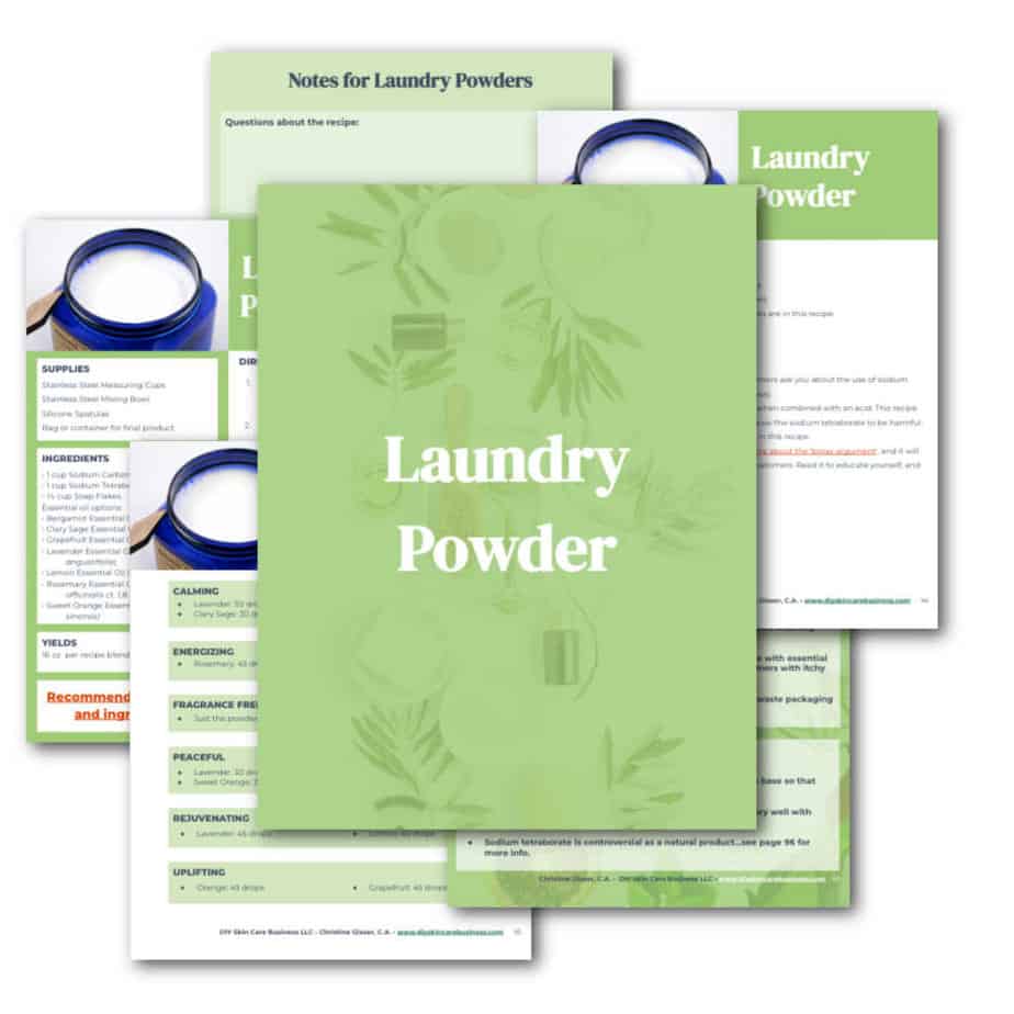 Laundry powder recipe section of the natural skin care recipe book