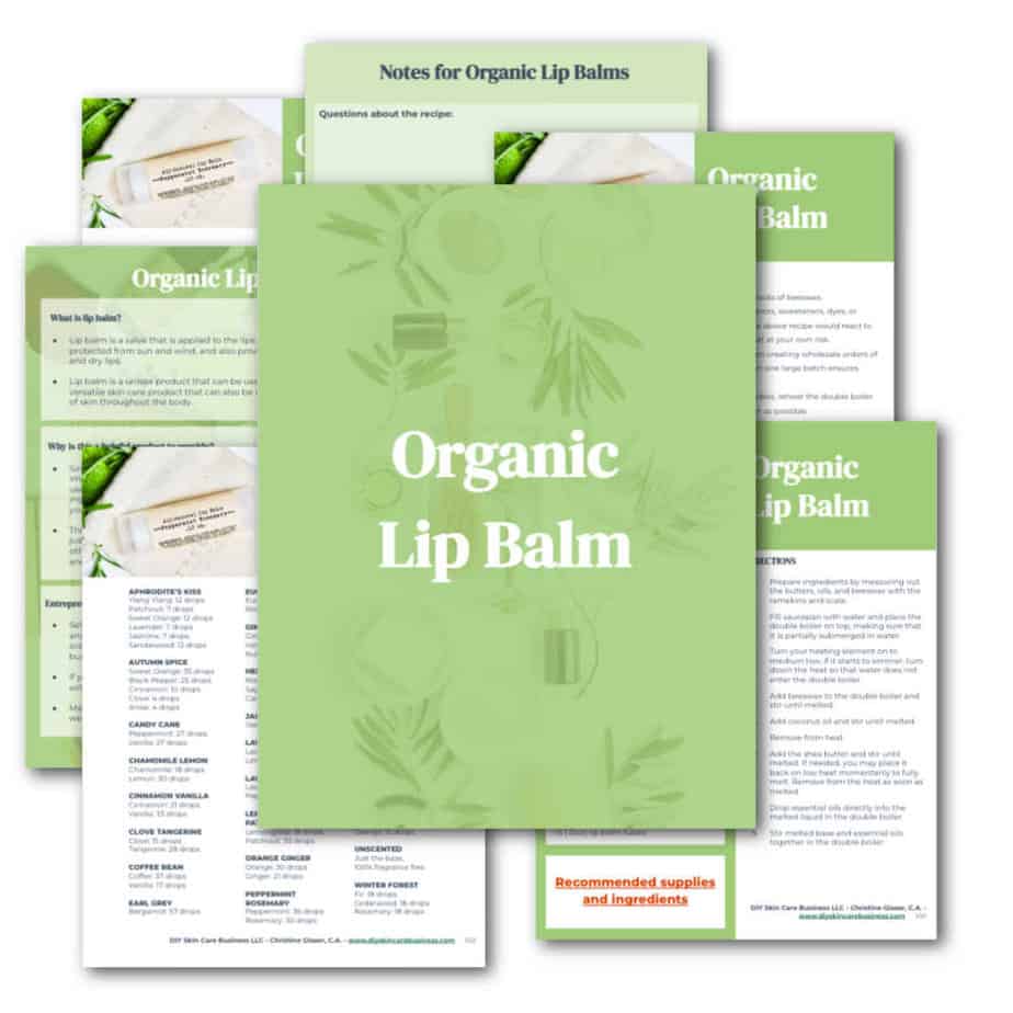 organic lip balm recipe available in the skin care recipe book