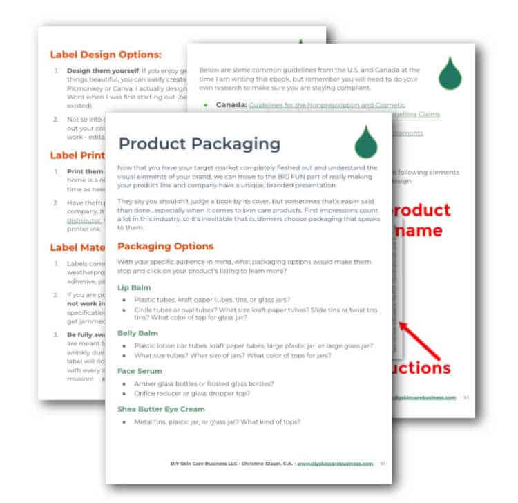 label and packaging details for your skin care business