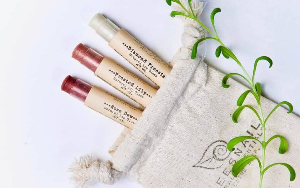 handmade mica-tinted lip balm examples