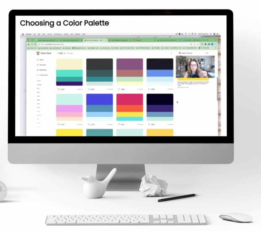 Color Palette module in the handmade skin care business branding course