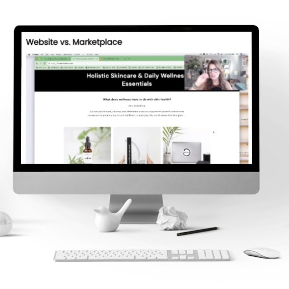 Website vs. marketplace module in the handmade skin care business branding course