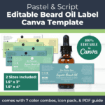 Pastel Beard Oil Label Template (Editable in Canva)