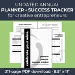 'Celebrate Your Wins' Annual Planner, Goal Setter, and Success Tracker PDF (UNDATED)