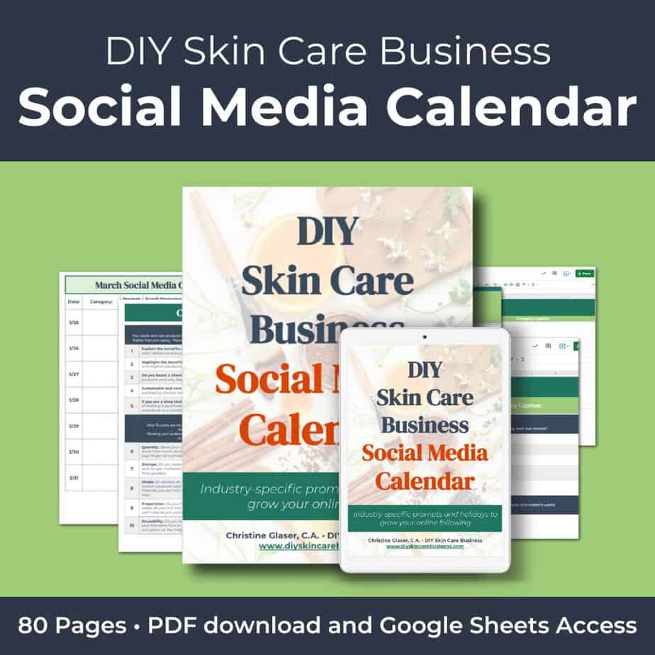 Handmade skin care social media calendar