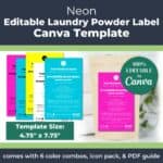 Neon Laundry Powder Label Template (Editable in Canva)