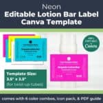 Neon Lotion Bar Label Template (Editable in Canva)