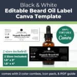 Black and White Beard Oil Label Template (Editable in Canva)