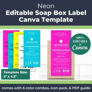 Neon Soap Box Label Template for Handmade Skincare Businesses