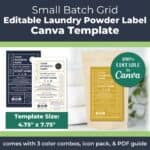 Small-Batch Grid Laundry Powder Label Template (Editable in Canva)