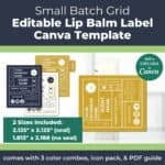 Small-Batch Grid Lip Balm Label Template (Editable in Canva)