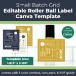 Small-Batch Grid Roller Ball Label Template (Editable in Canva)