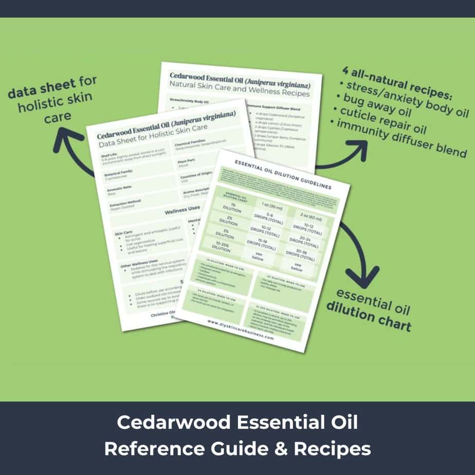 Dilution chart and recipes in the cedarwood essential oil guide