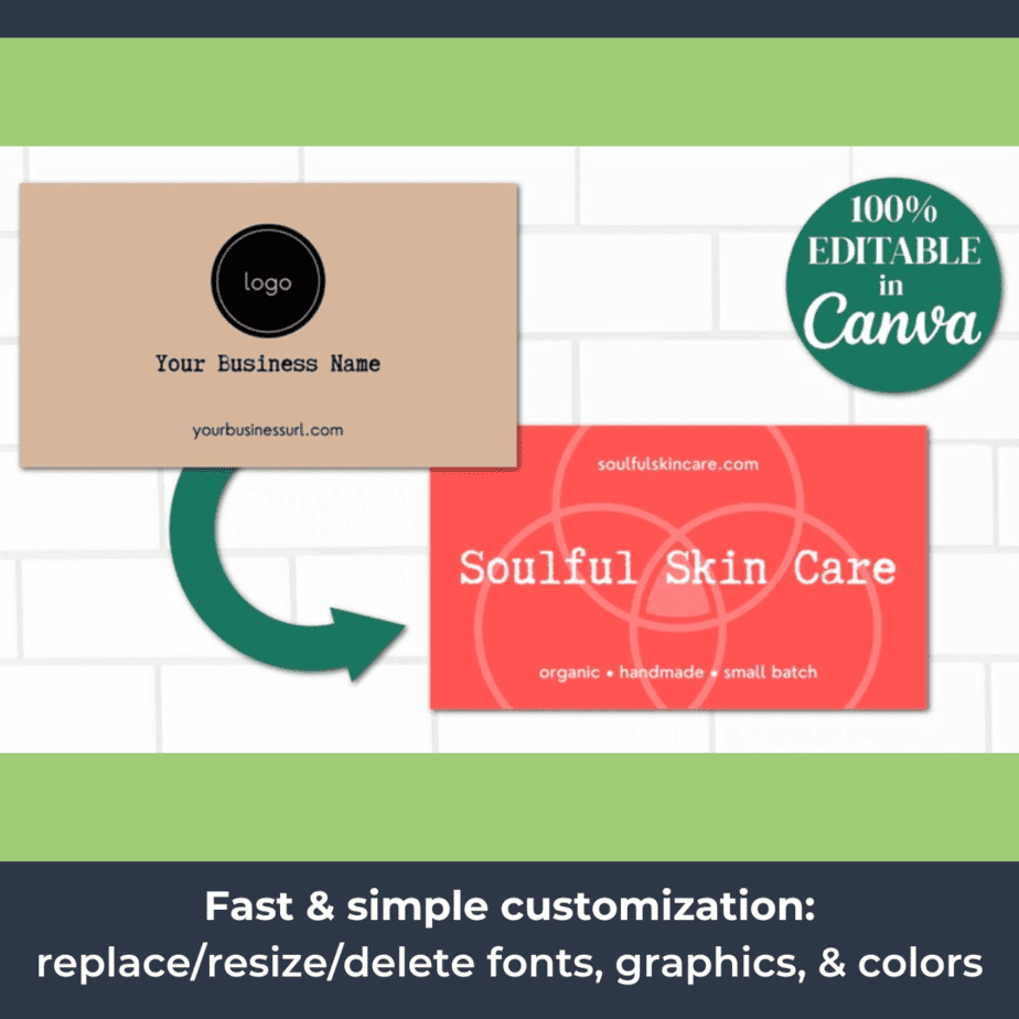 The kraft business card template is easily editable using Canva.
