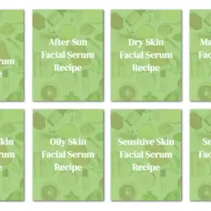 The eight blends included in the Natural Facial Serum Recipe Bundle