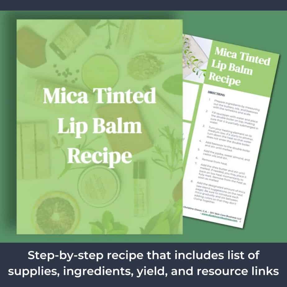 A look inside the mica tinted lip balm recipe PDF