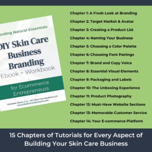 Chapters included in the Skin Care Business Branding Ebook and Workbook