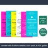 The neon soap box label template comes with six color combinations.