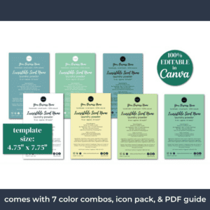 The pastel laundry powder label template includes 7 different color combinations