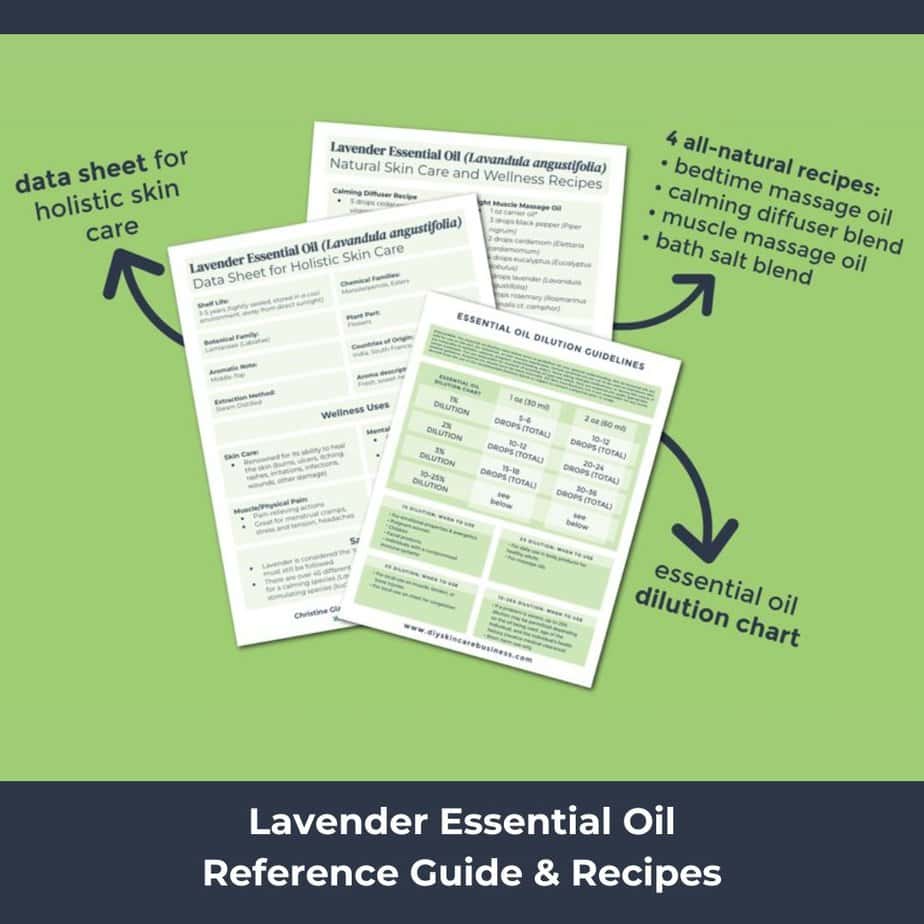 Data and Dilution Chart included in the Lavender Essential Oil Reference Guide