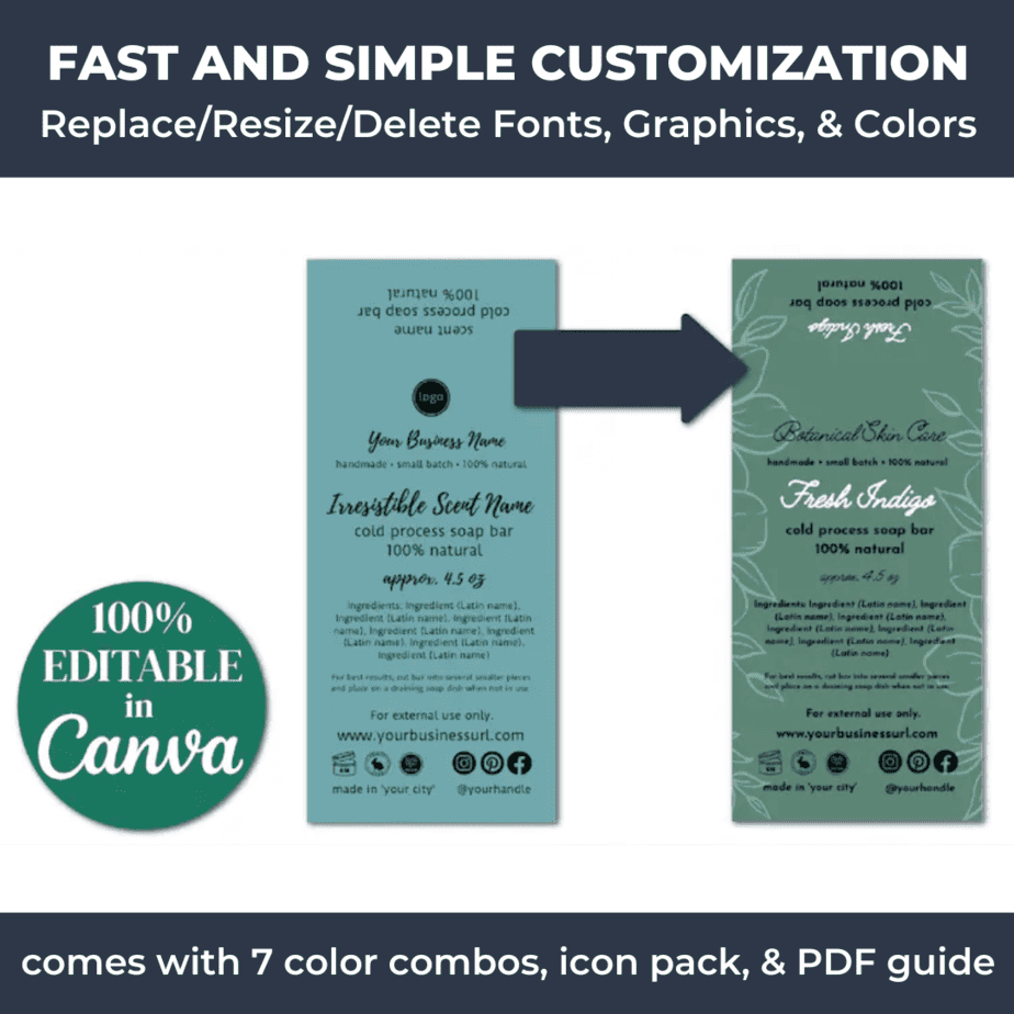 All soap box label template from DIY Skin Care Business are editable using Canva.