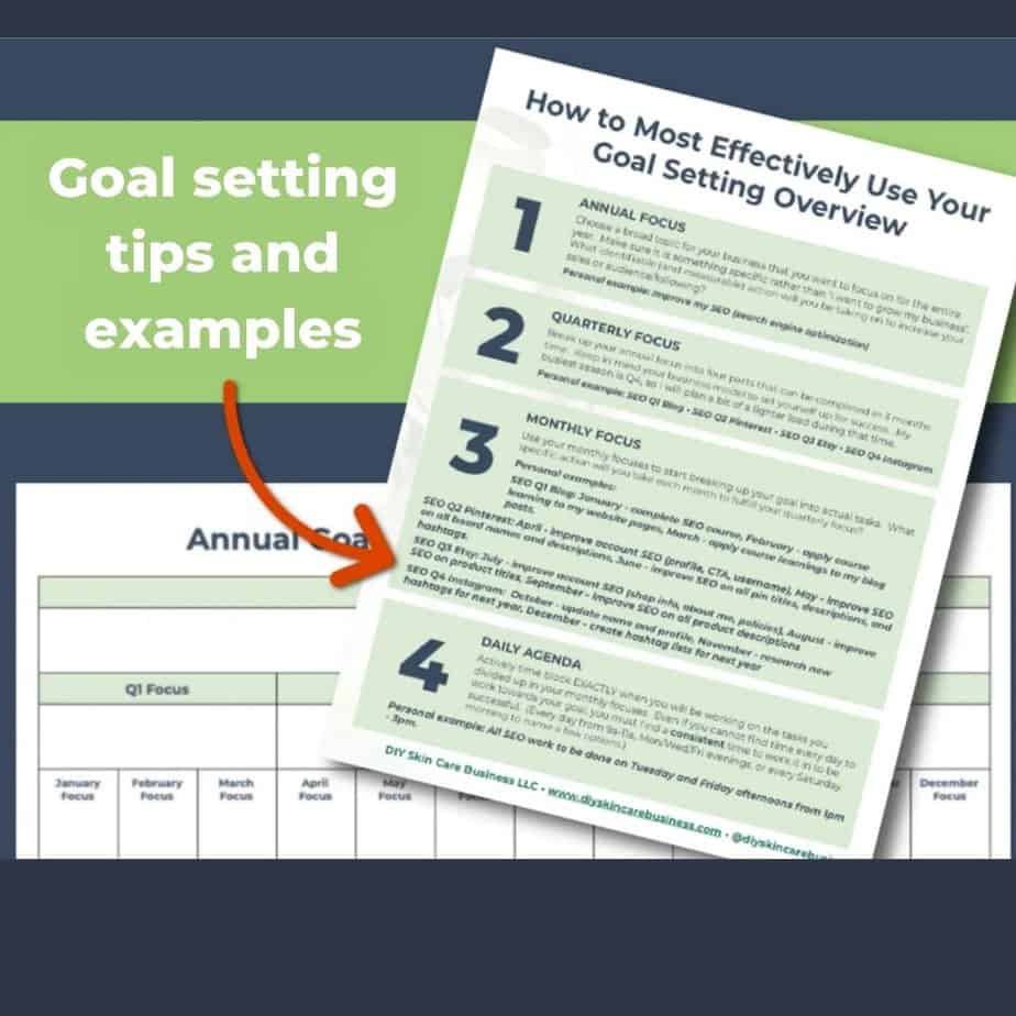 Goal-setting tips inside the annual goal-setting resource.