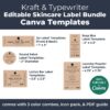 The Kraft Skincare Label Templates come in 11 sizes for 8 different product types.