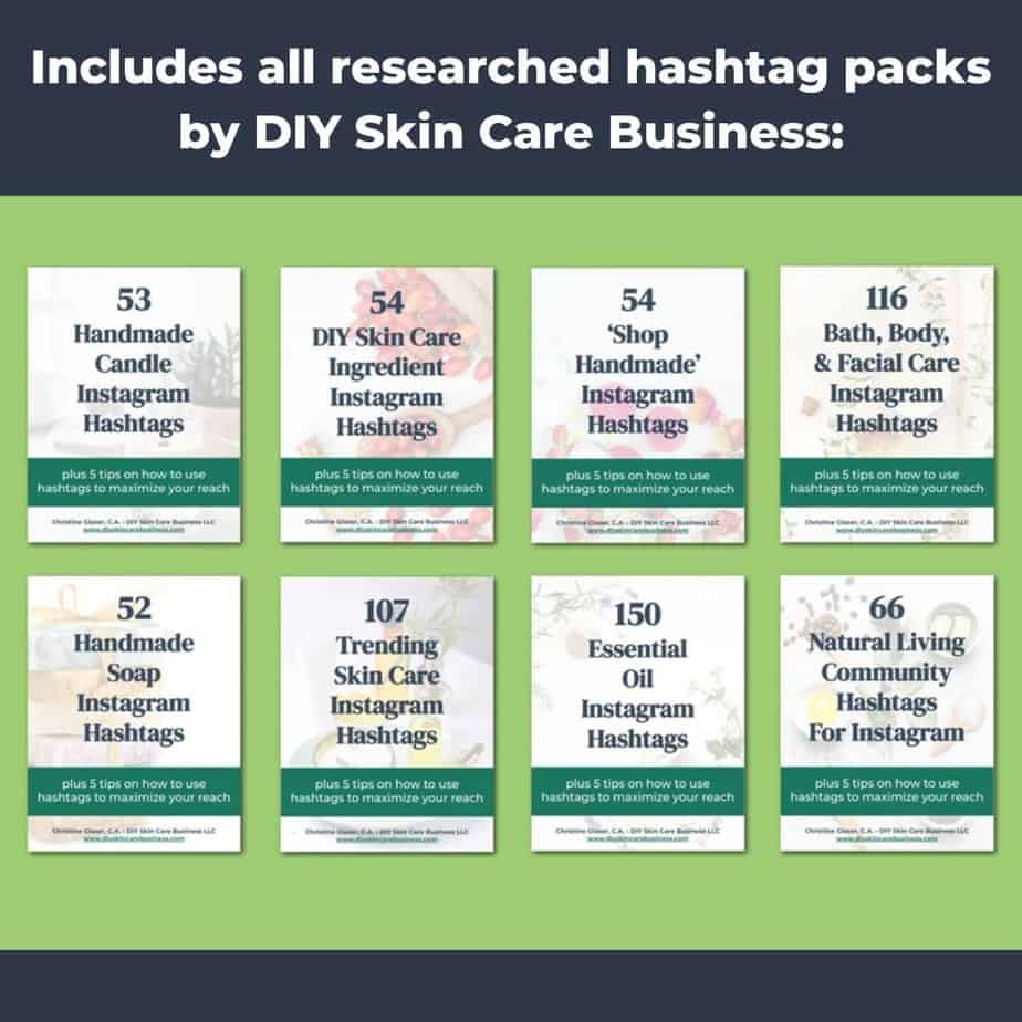 Ultimate hashtag pack includes every mini pack available from DIY Skin Care Business