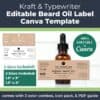 Kraft Beard Oil Label Template for Handmade Skincare Businesses