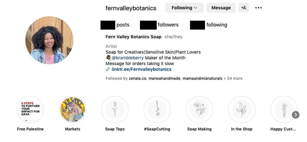 Instagram profile picture example of Fern Valley Botanics Soap