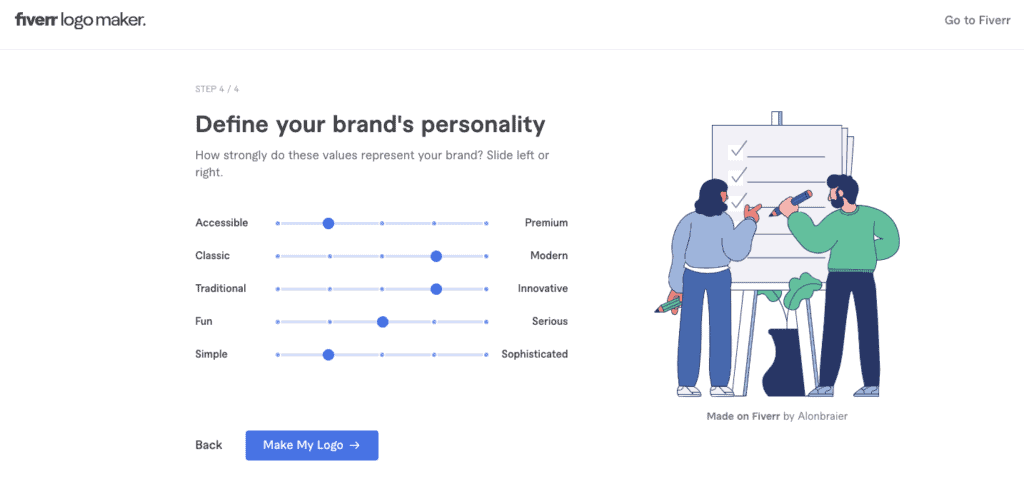 Defining your brand personality in the Fiverr AI Logo Maker