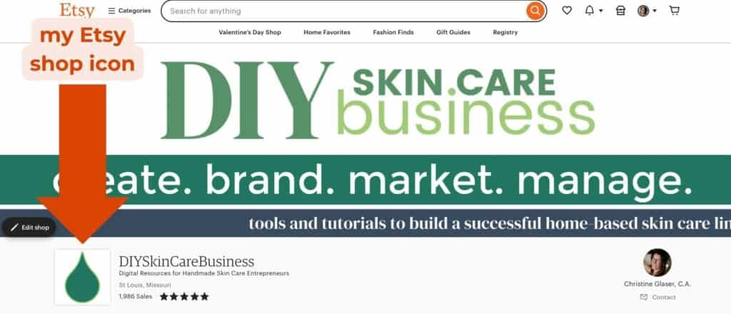 An example of the DIY Skin Care Business Etsy Icon, a green drop