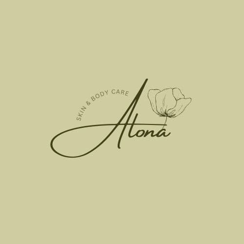 Skin care business logo with Script font and thin line drawing of a flower